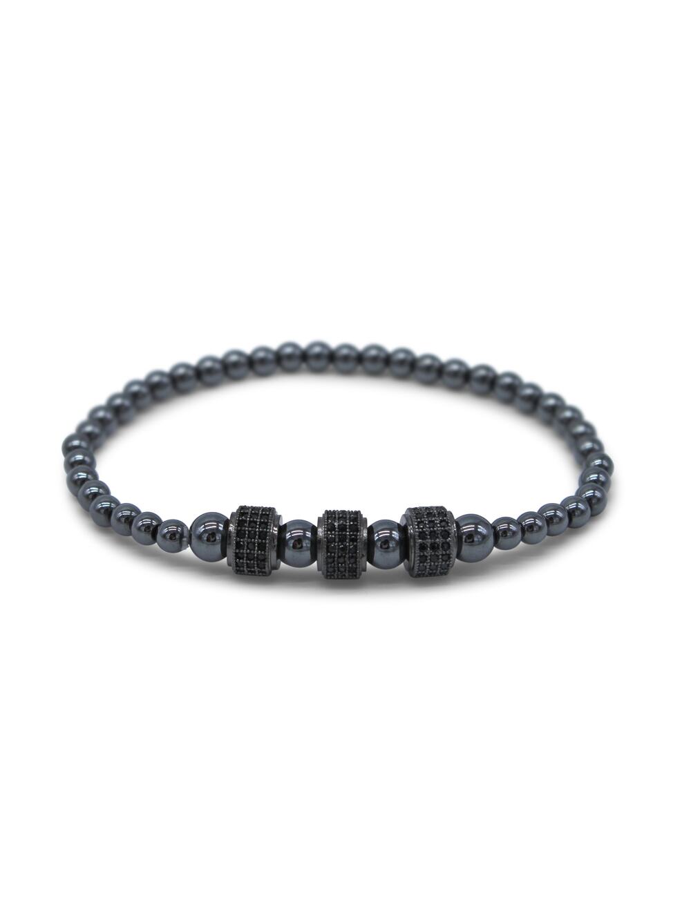 🔴 Bracelet - Black Rhodium Triple Drum Pavé